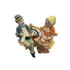Vintage Lefton Figurine Couple Sitting On Bench Reading And Knitting