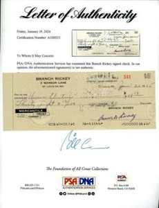 Branch Rickey PSA DNA Loa Autograph 1965 Personal Check Brooklyn Dodgers Signed - Picture 1 of 1
