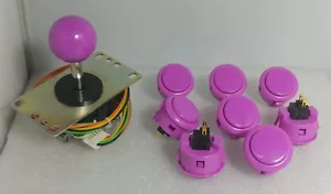 8 Stück Sanwa Original Tasten Violett und Joystick OBSF-30 Videospiel Arcade Teile - Bild 1 von 8