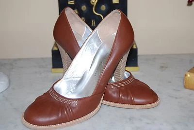 ZAPATOS DE SALÓN CYNTHIA VINCENT ITALIA CUERO MARRÓN TACÓN ALTO MUJER TALLA EU 37  Foto 1 de 4