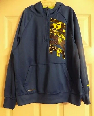 Sudadera con capucha para niños Nike Therma Fit azul talla L o 12 letras de camuflaje amarillas cremallera 1/4 Foto 1 de 4