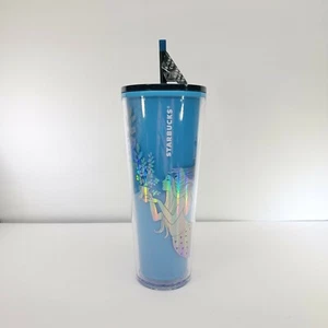 Vaso Venti Starbucks Navidad 2021 Blue Mermaid 24 OZ NUEVO CAMBIO DE COLOR - Imagen 1 de 12