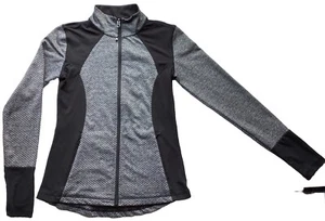 Betsy Johnson-SM- Gray/Black Active track Yoga jacket #94468 W/Thumb Hole/pocket - Picture 1 of 21