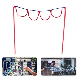 Bubble Sticks 4 Schlaufen handgefertigt Seifenblasenmaschine rot 50 cm Seifenblasenstäbe 4 Löcher  - Bild 1 von 6