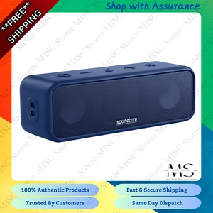 Anker Soundcore 3 Bluetooth Speaker Blue – 24H Playtime, BassUp, IPX7 Waterproof - Picture 1 of 2