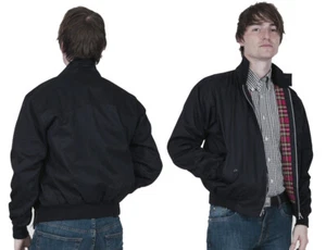 Chaqueta informal Harrington de golf Relco para hombre forrada de tartán negro forrada - Imagen 1 de 1