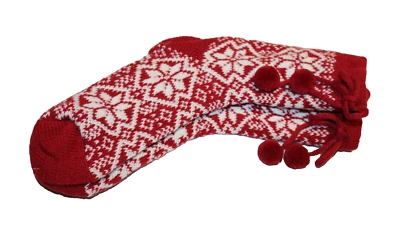 Eddie Bauer Copo de Nieve Cherry Fair Isle Mujeres Zapatilla Calcetines con Pompones y Agarre Nuevo con Etiquetas Foto 1 de 4