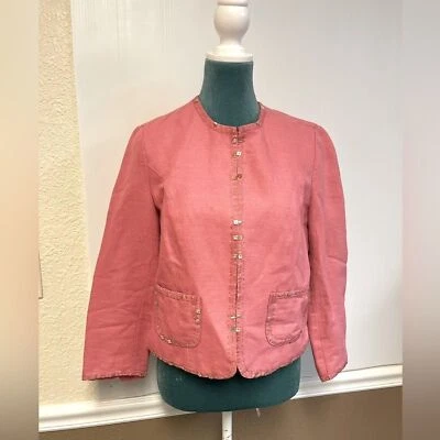 Sigrid Olsen Linen Blazer – Pink Lightweight Jacket | Size 4 | Summer Layering - Image 1 of 4