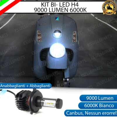 LAMPADA LED H4 6000K 9000 LUMEN CANBUS PIAGGIO VESPA GTV MOTO LUCE BIANCA - Immagine 1 di 4