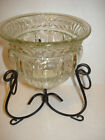 Large Glass Single Candle Holder With Metal Black Base   Excellent Conditon