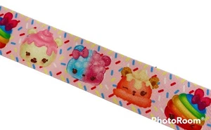 Rainbow Cupcake 1.5” Grosgrain Ribbon 1 1/2 inch Girls Hair Bows Hairbows - Picture 1 of 1