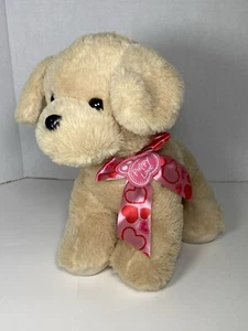 Walmart Tan Puppy  "Puppy Love" Pink Bow Plush 11 inches - Picture 1 of 8