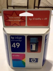New Sealed HP Inkjet 49 Tri-Color Print Ink Cartridge Genuine 51649A Exp 2002 A6 - Picture 1 of 2