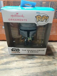 Hallmark Funko pop Christmas ornaments Star wars the mandalorian & Grogu T12 - Picture 1 of 1
