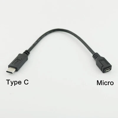 1pcs 20cm Micro USB Female to USB 3.1 Type C Male Connector Data Charging Cable - Image 1 of 4