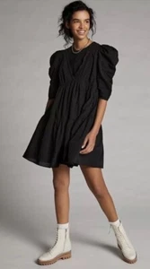 Anthropologie Dress Black Lace Tunic Mini Size Large Forever That Girl Boho Goth - Picture 1 of 15