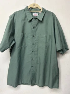 Todd  Mens XXL Button Down Casual Olive/Green Short Sleeve - FREE Shipping - Picture 1 of 5