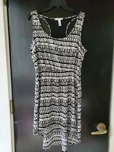Ambiance Apparel Womens Large Black White Hi-Lo Dress Tribal Print U Neck - Picture 1 of 8
