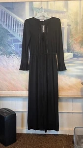 Women's Doublju Black Long Sleeve Lace Up Front One Piece Jump Suit/Romper Sz. M - Picture 1 of 13
