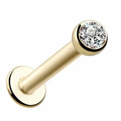 Piercing Bola Circonita cúbica Monroe, Labret, Tragus, Chin Labial Oro Amarillo 14K 16G Foto 1 de 2