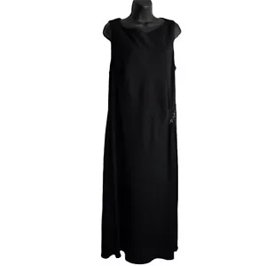 Jones New York Black Maxi Dress 18W Vintage Rhinestone Formal Evening Gown Plus - Picture 1 of 7
