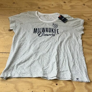 Milwaukee Brewers T-shirt Size WOMENS 4XL XXXXL Fanatics Cheetah Print - Picture 1 of 10