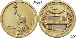 2021 P&D North Carolina Education American Innovation $1 Dollar Coin Roll Mint - Picture 1 of 3