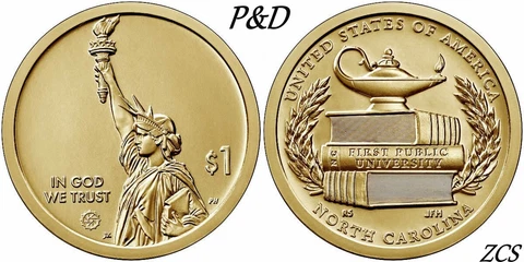 2021 P&D North Carolina Education  American Innovation $1 Dollar Coin Roll Mint Cover