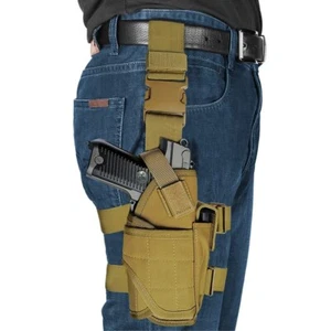 Universal Drop Leg Gun Holster Right Handed Tactical Thigh Pistol Bag Mag Pouch - Picture 1 of 6