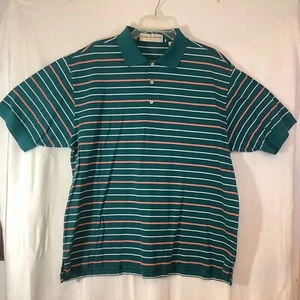 Vintage Fairway & Greene Golf Polo Striped Short Elastic Sleeve Men's Sz L Y2K - Picture 1 of 4