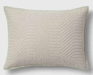 Project 62 + Nate Berkus Oatmeal Geo Stitch ~ KING ~ Quilted Sham New - Picture 1 of 3