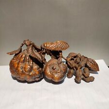 Collect chinese wooden carving Cicada sculptures carved home decor peanut statue