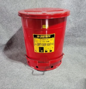Justrite 14 Gallon Oily Waste Can Flammable Storage Safe Chemical Resistant - Picture 1 of 8