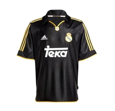 BRAND NEW REAL MADRID RETRO 1999-2000 AWAY JERSEY BLACK SIZE XS (loose fit) - Image 1 of 4