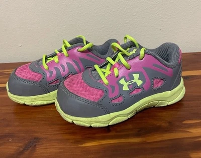Under Armour теннисные туфли детский размер 6 розовый и зеленый cl - Изображение 1 из 4