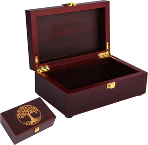 Caja de recuerdo de madera Tree of Life - Cajas decorativas de madera con tapas/bo de recuerdo - Imagen 1 de 12