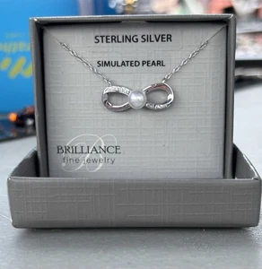 Sterling Silver Pearl Infinity Pendant Necklace - Picture 1 of 2