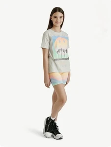 Justice Girls Oversized Tee & Bike Short Set, Sizes S (7-8) - Picture 1 of 9