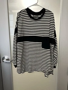 Super rare Vintage Jimmy’Z long sleeve black and white stripe shirt size L. - Picture 1 of 6
