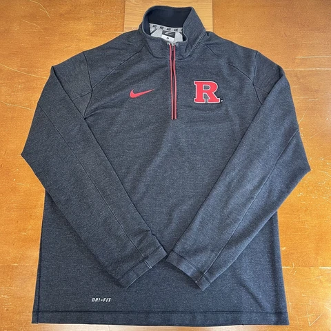 Rutgers Scarlet Knights Jacket Mens Large Black Full Zip Hoodie Nike Therma-Fit Cover
