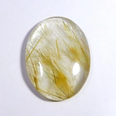 Natural Multi Golden Rutile Quartz Cabochon Gemstone Oval Shape 47 Cts #9958 - Image 1 of 4