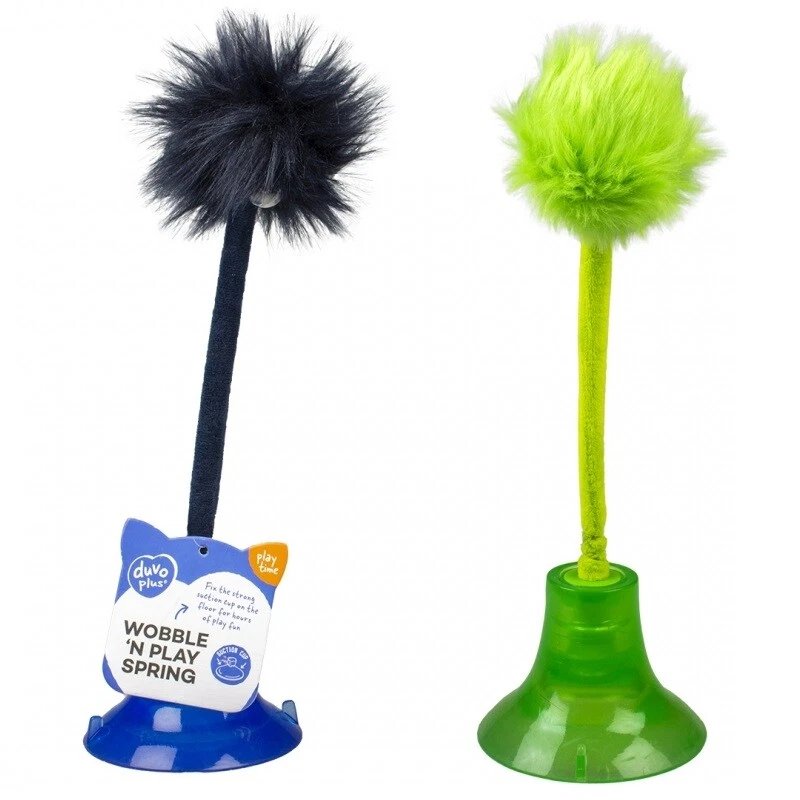 DUVO+ *Wobble `n play spring Katzenspielzeug, Fangspiel mit Saugnapf für viele Flächen