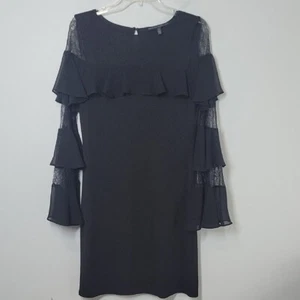 Vestido de encaje negro con volantes WHBM talla pequeña - Imagen 1 de 7