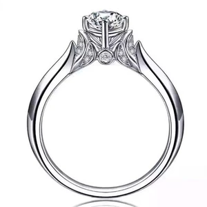 Anillo con garras de circonia de plata 925 de corte redondo único AAA único para mujer - Imagen 1 de 17