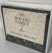 6 Piece MOFANG FAMILY Microfiber Sheet Set QUEEN 90x102 Deep Pockets WHITE Extra