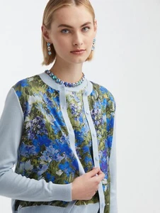 Oscar de la Renta Floral Field Silk/Wool Cardigan SZ M - NWT - Picture 1 of 6