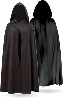 MARKENLOS Halloween Vampir Kostüm Umhang mit Kaputze schwarz Kinder & Erwachsene Kostüm