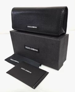 DOLCE GABBANA AUTHENTIC BLACK LEATHER VINTAGE EYEGLASS-SUNGLASS CASE, CLOTH, BOX - Picture 1 of 7