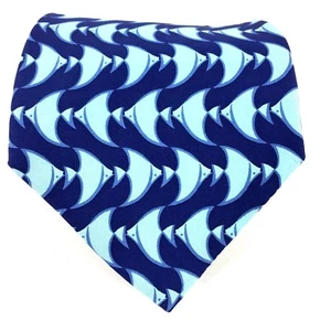 New Banana Republic Mens Silk Tie Made in Italy Novelty Blue Angel Fish 57 1/8"L - Picture 1 of 12