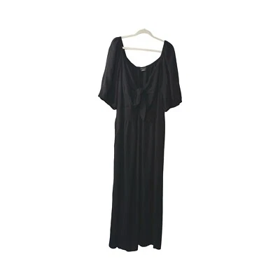 City Chic Black Short Puff Sleeve Maxi Dress Size 20  Peasant Style - Image 1 of 4